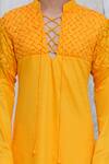 Shop_Runit Gupta_Yellow Glazed Cotton Textured Kurta And Pant Set For Kids For Kids_Online_at_Aza_Fashions