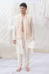 Buy_Runit Gupta_White Glazed Cotton Textured Kurta And Pant Set  _at_Aza_Fashions