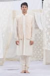 Buy_Runit Gupta_White Glazed Cotton Textured Kurta And Pant Set  _Online_at_Aza_Fashions