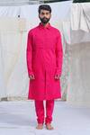 Buy_Runit Gupta_Pink Glazed Cotton Kurta And Pant Set For Kids For Kids_at_Aza_Fashions