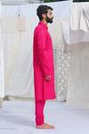 Runit Gupta_Pink Glazed Cotton Kurta And Pant Set For Kids For Kids_Online_at_Aza_Fashions