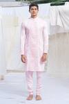 Buy_Runit Gupta_Pink Glazed Cotton Textured Kurta And Pant Set For Kids For Kids_at_Aza_Fashions