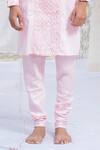 Shop_Runit Gupta_Pink Glazed Cotton Textured Kurta And Pant Set For Kids For Kids_Online_at_Aza_Fashions