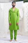 Buy_Runit Gupta_Green Glazed Cotton Kurta And Pant Set For Kids For Kids_at_Aza_Fashions