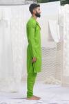 Runit Gupta_Green Glazed Cotton Kurta And Pant Set For Kids For Kids_Online_at_Aza_Fashions