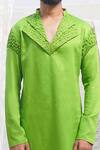 Buy_Runit Gupta_Green Glazed Cotton Kurta And Pant Set For Kids For Kids_Online_at_Aza_Fashions