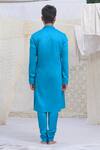 Shop_Runit Gupta_Blue Glazed Cotton Kurta And Pant Set For Kids For Kids_at_Aza_Fashions