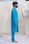 Runit Gupta_Blue Glazed Cotton Kurta And Pant Set For Kids For Kids_Online_at_Aza_Fashions