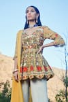 Sahil Kochhar Yellow Tunic Silk Organza Pants Cotton Linen Dupatta Chiffon V Ranjabi Set Online at Aza Fashions Sahil Kochhar_Yellow Tunic Silk Organza Pants Cotton Linen Dupatta Chiffon V Ranjabi Set _Online_at_Aza_Fashions