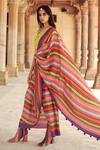 Swati Vijaivargie_Multi Color Viscose Modal Printed Pre-draped Saree Set _Online_at_Aza_Fashions