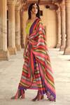 Buy_Swati Vijaivargie_Multi Color Viscose Modal Printed Pre-draped Saree Set _Online_at_Aza_Fashions