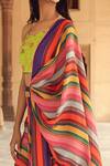 Swati Vijaivargie_Multi Color Viscose Modal Printed Pre-draped Saree Set _at_Aza_Fashions