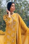 Shop_Rar Studio_Yellow Handloom Chanderi Organza Kurta Set_at_Aza_Fashions