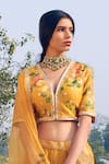 Rar Studio_Yellow Handloom Chanderi Organza Hand Painted Lehenga Set_Online_at_Aza_Fashions