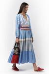 Rara Avis_Blue Cotton Gathered Floating Coral Maxi Dress_Online_at_Aza_Fashions