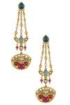 Shop_Tribe Amrapali_Gold Plated Stone Chain Danglers _at_Aza_Fashions