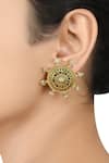 Buy_Tribe Amrapali_Gold Plated Stone Circular Studs _at_Aza_Fashions