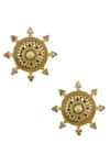 Shop_Tribe Amrapali_Gold Plated Stone Circular Studs _at_Aza_Fashions