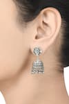 Buy_Tribe Amrapali_Silver Plated Stone Mirror Jhumkas _at_Aza_Fashions