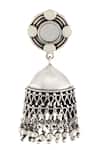 Tribe Amrapali_Silver Plated Stone Mirror Jhumkas _Online_at_Aza_Fashions