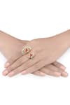 Buy_Tribe Amrapali_Gold Plated Glass Lotus Stone Ring _at_Aza_Fashions