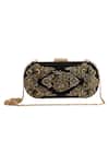 Shop_The Purple Sack_Black Embroidery Clutch With Sling _at_Aza_Fashions