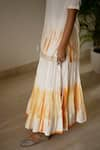 Cupid Cotton_Off White Silk Cotton Tie Dye Round Pattern Kurta Lehenga Set _at_Aza_Fashions