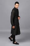 Seven_Black Draped Kurta And Nehru Jacket Set _Online_at_Aza_Fashions