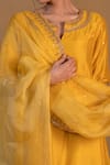 Buy_Pants and Pajamas_Yellow Organza Embroidered Zardozi Work Dupatta _Online_at_Aza_Fashions