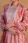 Buy_Pants and Pajamas_Pink Tissue Zari Work Ombre Silver Dupatta _Online_at_Aza_Fashions