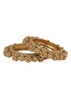 Shop_Riana Jewellery_Gold Plated Cut Work, Beads Carved Kadas Set Of 2 _at_Aza_Fashions