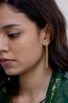 Buy_Nirjara_Gold Plated Metal Wispy Dangler Earrings _at_Aza_Fashions