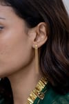 Nirjara_Gold Plated Metal Wispy Dangler Earrings _Online_at_Aza_Fashions