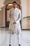 Buy_Rohit Bal_Ivory Matka Silk Digital Prints Floral Pattern Sherwani _at_Aza_Fashions