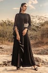 Buy_Ridhima Bhasin_Black Georgette Round Draped Jumpsuit _at_Aza_Fashions