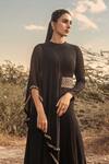 Buy_Ridhima Bhasin_Black Georgette Round Draped Jumpsuit _Online_at_Aza_Fashions