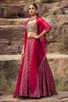 Ridhima Bhasin_Pink Satin Printed Lehenga Set_Online_at_Aza_Fashions