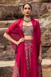 Buy_Ridhima Bhasin_Pink Satin Printed Lehenga Set_Online_at_Aza_Fashions