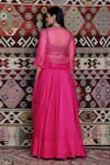 Shop_Ridhima Bhasin_Pink Organza Embroidered U Neck Flared Bridal Lehenga Set  _at_Aza_Fashions