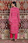 Shop_Ridhima Bhasin_Pink Silk, Georgette Floral Motifs Jewelled Neckline Kurta Set _at_Aza_Fashions