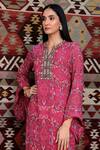 Buy_Ridhima Bhasin_Pink Silk, Georgette Floral Motifs Jewelled Neckline Kurta Set _Online_at_Aza_Fashions