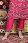 Shop_Ridhima Bhasin_Pink Silk, Georgette Floral Motifs Jewelled Neckline Kurta Set _Online_at_Aza_Fashions