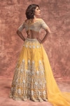 Shop_Ridhima Bhasin_Yellow Tulle Sweetheart Neck Embroidered Bridal Lehenga Set _at_Aza_Fashions