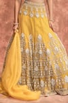 Buy_Ridhima Bhasin_Yellow Tulle Sweetheart Neck Embroidered Bridal Lehenga Set _Online_at_Aza_Fashions