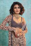 Ridhima Bhasin_Beige Georgette Open Abstract Print Jacket And Sharara Set  _Online_at_Aza_Fashions