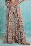 Buy_Ridhima Bhasin_Beige Georgette Open Abstract Print Jacket And Sharara Set  _Online_at_Aza_Fashions