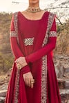 Buy_Ridhima Bhasin_Pink Silk, Organza Square Neck Anarkali With Embellished Dupatta _Online_at_Aza_Fashions