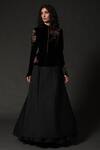 Buy_Rohit Bal_Black Silk Velvet Embroidered Floral Mandarin Collar Jacket _at_Aza_Fashions
