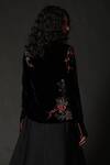 Shop_Rohit Bal_Black Silk Velvet Embroidered Floral Mandarin Collar Jacket _at_Aza_Fashions