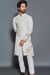 Buy_Rohit Bal_Ivory Matka Silk Embroidered Floral Pattern Sherwani_at_Aza_Fashions